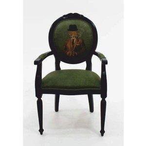 Casa Padrino chaise de salle à manger baroque de luxe en velours avec accoudoirs monsieur tigre vert / noir