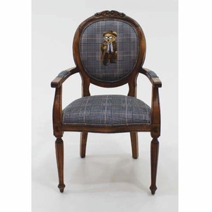 Casa Padrino chaise de salle à manger baroque de luxe avec accoudoirs détective ours en peluche bleu / marron