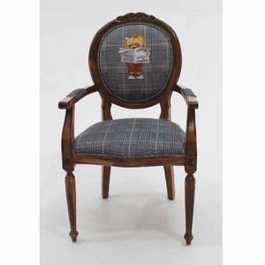 Casa Padrino chaise de salle à manger baroque de luxe avec accoudoirs ours en peluche avec journal bleu / marron
