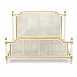 Prunkvolles Luxus Barock Bett Doppelbett Elfenbein Gold