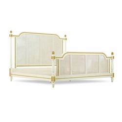 Prunkvolles Luxus Barock Bett Doppelbett Elfenbein Gold