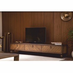 Casa Padrino armoire TV de luxe avec 3 tiroirs marron 240 cm - Meubles de salon & hôtel