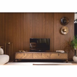 Casa Padrino armoire TV de luxe avec 3 tiroirs marron 240 cm - Meubles de salon & hôtel