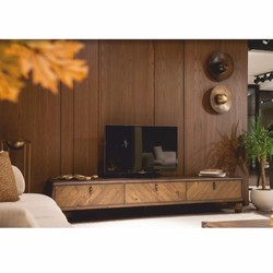Casa Padrino armoire TV de luxe avec 3 tiroirs marron 240 cm - Meubles de salon & hôtel