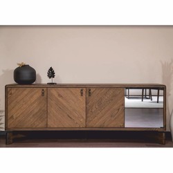Luxus Massivholz Sideboard mit 4 Türen Braun