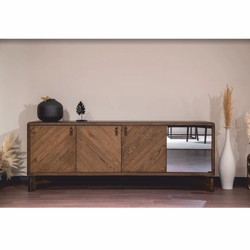 Luxus Massivholz Sideboard mit 4 Türen Braun