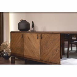 Luxus Massivholz Sideboard mit 4 Türen Braun