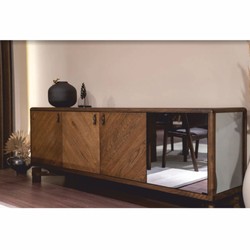 Luxus Massivholz Sideboard mit 4 Türen Braun