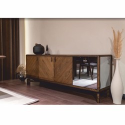 Luxus Massivholz Sideboard mit 4 Türen Braun