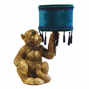 Luxus Tischleuchte Schreibtischleuchte Affe Gold Blau Grün