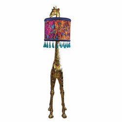Luxus Kunstharz Stehleuchte Giraffe mit Lampenschirm Gold Bunt