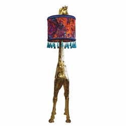 Luxus Kunstharz Stehleuchte Giraffe mit Lampenschirm Gold Bunt