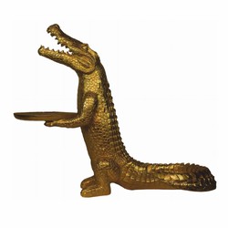 Casa Padrino sculpture décorative de luxe crocodile avec plateau or H. 52 cm - Figure décorative