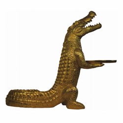 Casa Padrino sculpture décorative de luxe crocodile avec plateau or H. 52 cm - Figure décorative