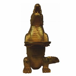 Casa Padrino sculpture décorative de luxe crocodile avec plateau or H. 52 cm - Figure décorative