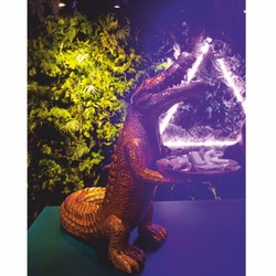 Casa Padrino sculpture décorative de luxe crocodile avec plateau or H. 52 cm - Figure décorative