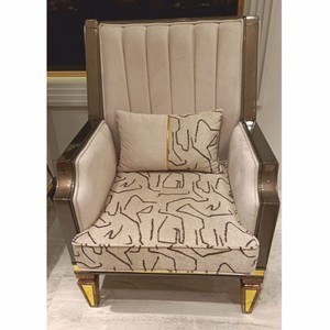 Casa Padrino fauteuil Art Déco de luxe gris / marron / or H. 109 cm - Meubles de salon