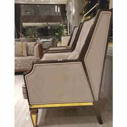 Casa Padrino fauteuil Art Déco de luxe gris / marron / or H. 109 cm - Meubles de salon