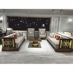 Casa Padrino fauteuil Art Déco de luxe gris / marron / or H. 109 cm - Meubles de salon