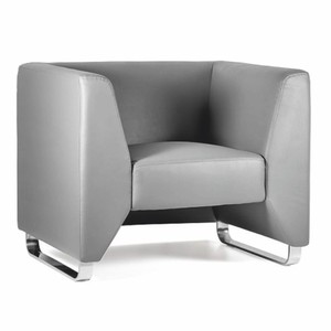 Casa Padrino fauteuil de luxe en cuir artificiel gris / argent 91,5 cm - Intérieur de luxe