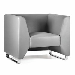 Casa Padrino sillón de lujo de cuero artificial gris / plata 91,5 cm - Interior de lujo