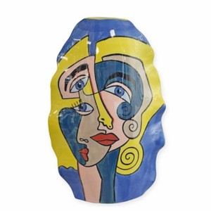 Casa Padrino porcelain vase blue / colorful H. 47.2 cm - Hand painted decorative flower vase with abstract motif