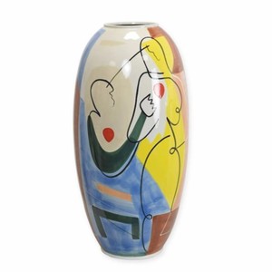 Casa Padrino porcelain vase colorful H. 63.8 cm - Hand painted decorative flower vase with abstract motif