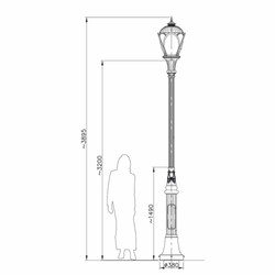 Casa Padrino lanterne de jardin Art Nouveau noir / blanc H. 389,5 cm - éclairage extérieur