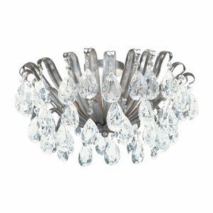 Casa Padrino Luxury Baroque Crystal Ceiling Lamp Antique Silver Ø 50 x H. 32 cm - Made in Italy