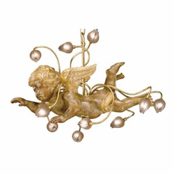 Casa Padrino lámpara colgante LED Art Nouveau di lusso oro antiguo / ámbar 60 cm - Hecho en Italia