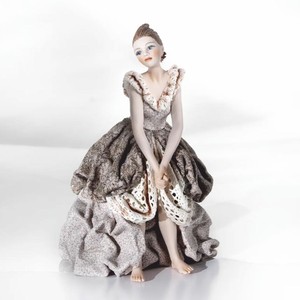 Casa Padrino muñeca decorativa de porcelana barroco dama colorido A. 23 cm - Hecho en Italia