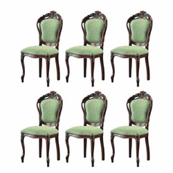 Casa Padrino conjunto de 6 sillas de comedor barrocos de lujo verde / marrón oscuro A. 100 cm - Muebles barrocos