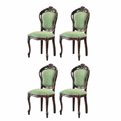 Casa Padrino luxury baroque dining chair set of 4 green / dark brown H. 100 cm - Baroque dining room furniture