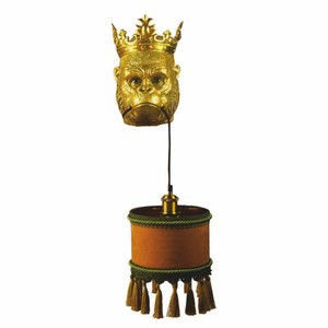 Casa Padrino lámpara de pared de lujo cabeza de mono con corona oro / marrón / verde A. 54 cm