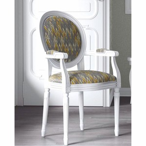 Casa Padrino chaise de salle à manger baroque de luxe avec accoudoirs gris / jaune / blanc