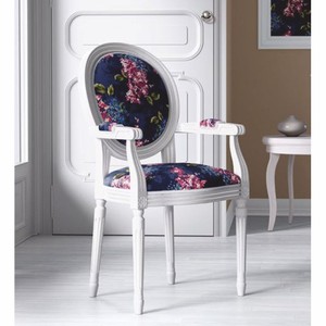 Casa Padrino chaise de salle à manger baroque de luxe avec accoudoirs violet / blanc - Meubles baroques