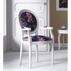 Casa Padrino silla de comedor barroco de lujo con reposabrazos púrpura / blanco - Muebles barrocos