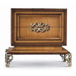 Luxus Barock Nachtkommode Nachttisch Dunkelbraun Braun Silber