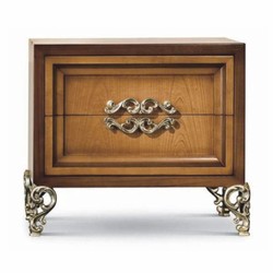Casa Padrino comodino barocco di lusso marrone scuro / marrone / argento 62,5 cm - Fatto in Italia