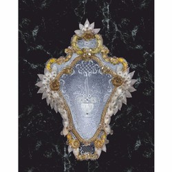 Casa Padrino miroir baroque de luxe jaune H. 75 cm - Fabriqué en Italie