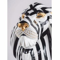 Casa Padrino máscara decorativa de porcelana de lujo león blanco / negro / oro 38 x 30 x A. 60 cm