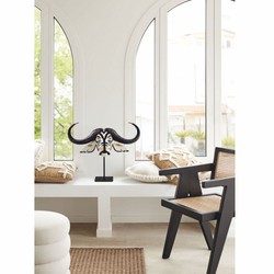 Casa Padrino máscara decorativa de porcelana de lujo búfalo blanco / negro / oro 67 x 22 x A. 36 cm