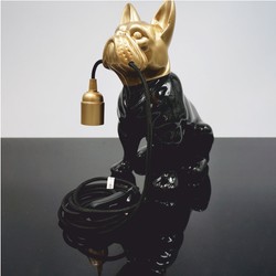 Casa Padrino lámpara de mesa de lujo bulldog negro / oro A. 30 cm - Luces decorativas Casa Padrino lámpara de mesa de lujo bulldog negro / oro A. 30 cm - Luces decorativas