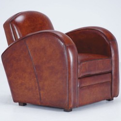 Casa Padrino fauteuil de luxe en cuir véritable marron / noir - Meubles en cuir véritable