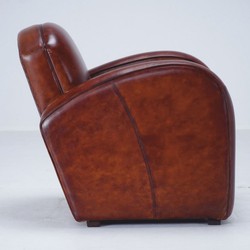 Casa Padrino fauteuil de luxe en cuir véritable marron / noir - Meubles en cuir véritable