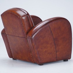 Casa Padrino fauteuil de luxe en cuir véritable marron / noir - Meubles en cuir véritable