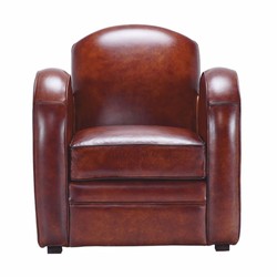 Casa Padrino fauteuil de luxe en cuir véritable marron / noir - Meubles en cuir véritable