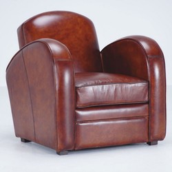 Casa Padrino fauteuil de luxe en cuir véritable marron / noir - Meubles en cuir véritable