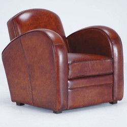 Casa Padrino fauteuil de luxe en cuir véritable marron / noir - Meubles en cuir véritable