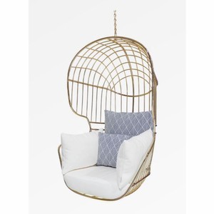 Luxus Edelstahl Hängesessel mit Kissen Gold Weiß Blau
